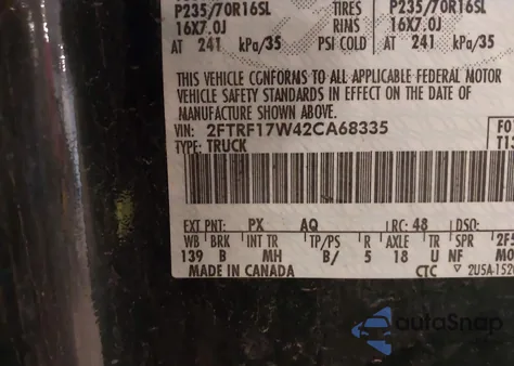 2002 Ford F-150 Xl/Xlt from USA, damaged, VIN 2FTRF17W42CA68335